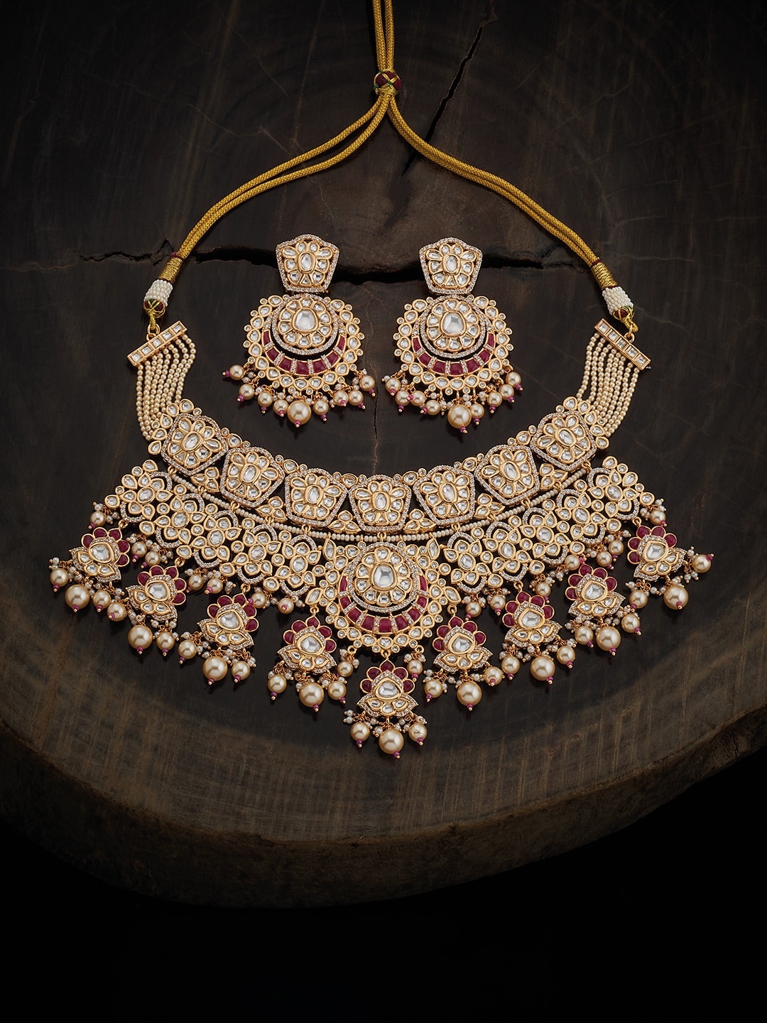 

Kushal's Fashion Jewellery Gold Plated Kundan-Studded Jewellery Set