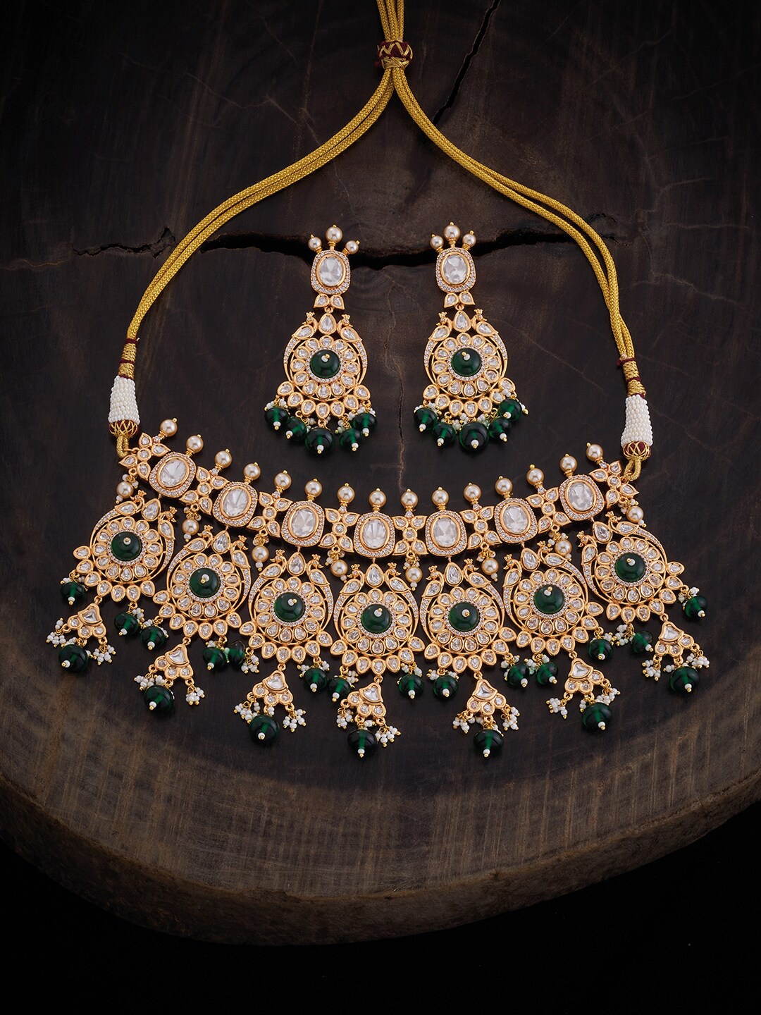 

Kushal's Fashion Jewellery Gold-Plated Kundan Stone Studded Jewellery Set