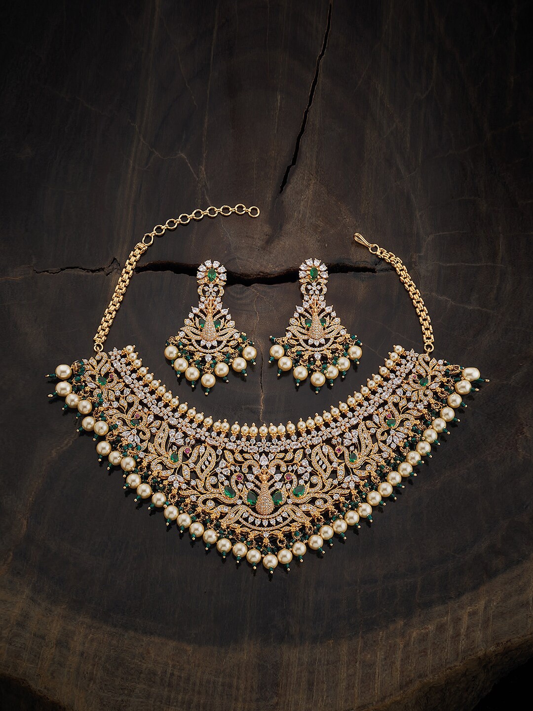 

Kushal's Fashion Jewellery Gold Plated Zircon-Studded Jewellery Set