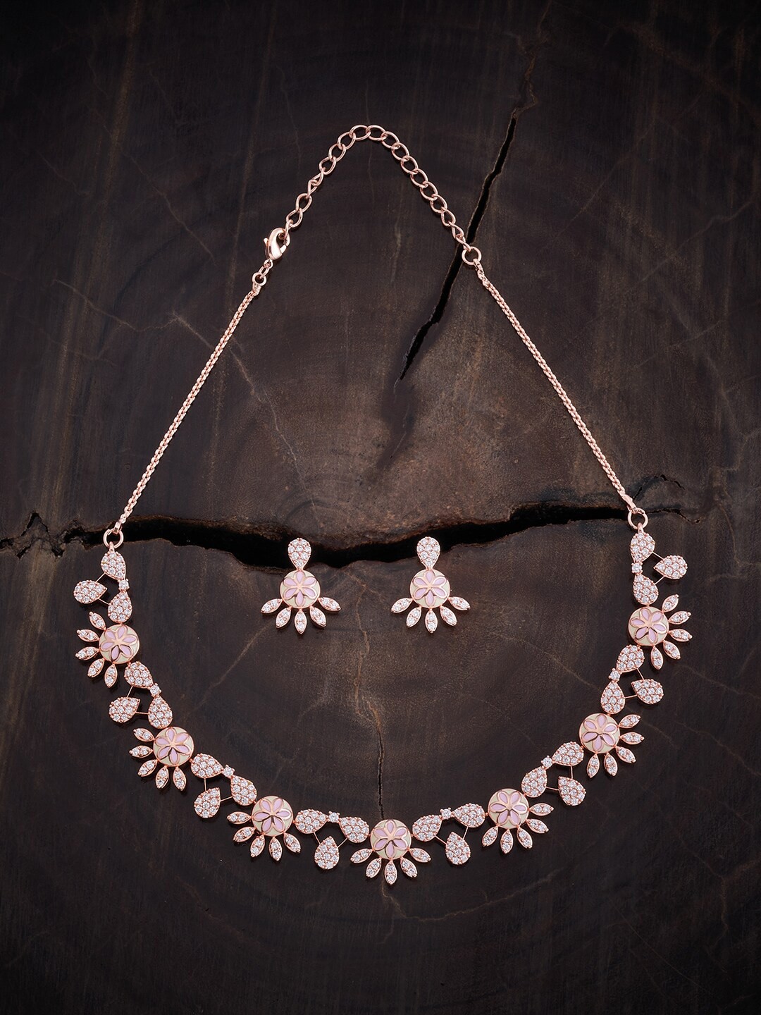 

Kushal's Fashion Jewellery Rose Gold Plated Zircon-Studded Jewellery Set