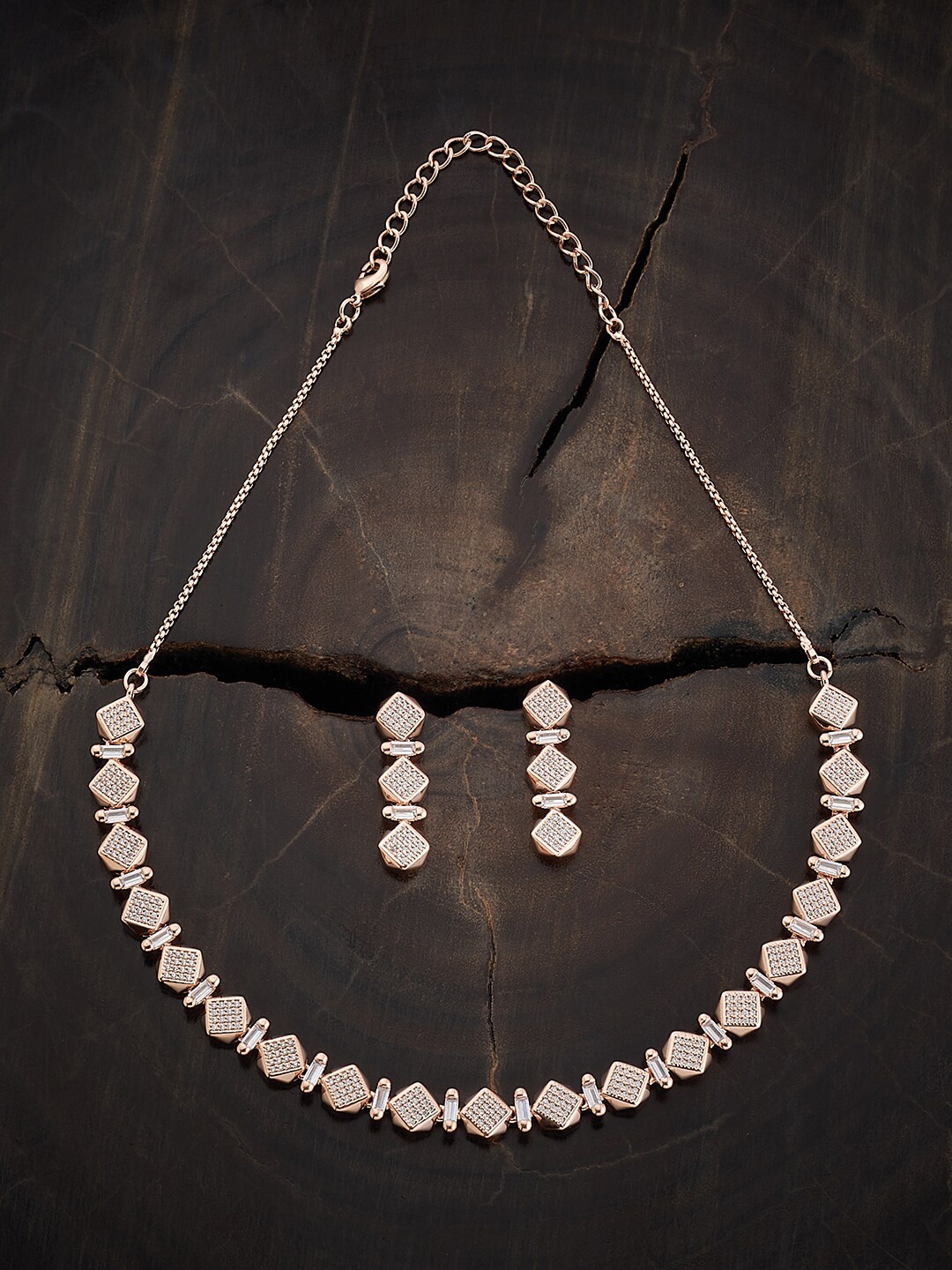 

Kushal's Fashion Jewellery Rose Gold-Plated Zircon-Studded Jewellery Set