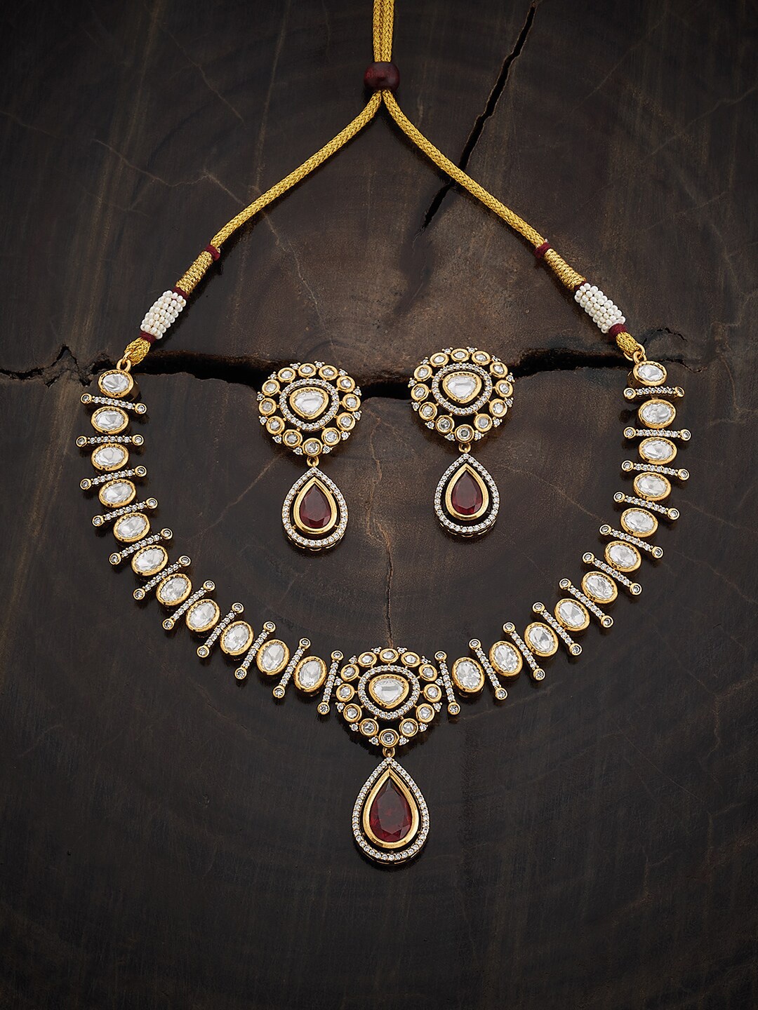 

Kushal's Fashion Jewellery Gold Plated Kundan Studded Jewellery Set
