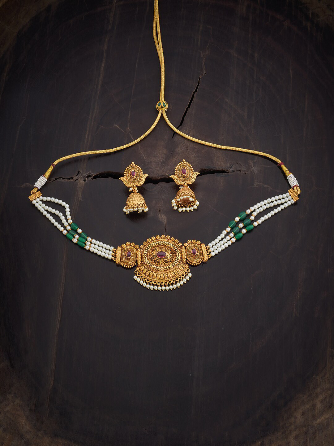 

Kushal's Fashion Jewellery Gold-plated Stone Studded & Beaded Jewellery Set