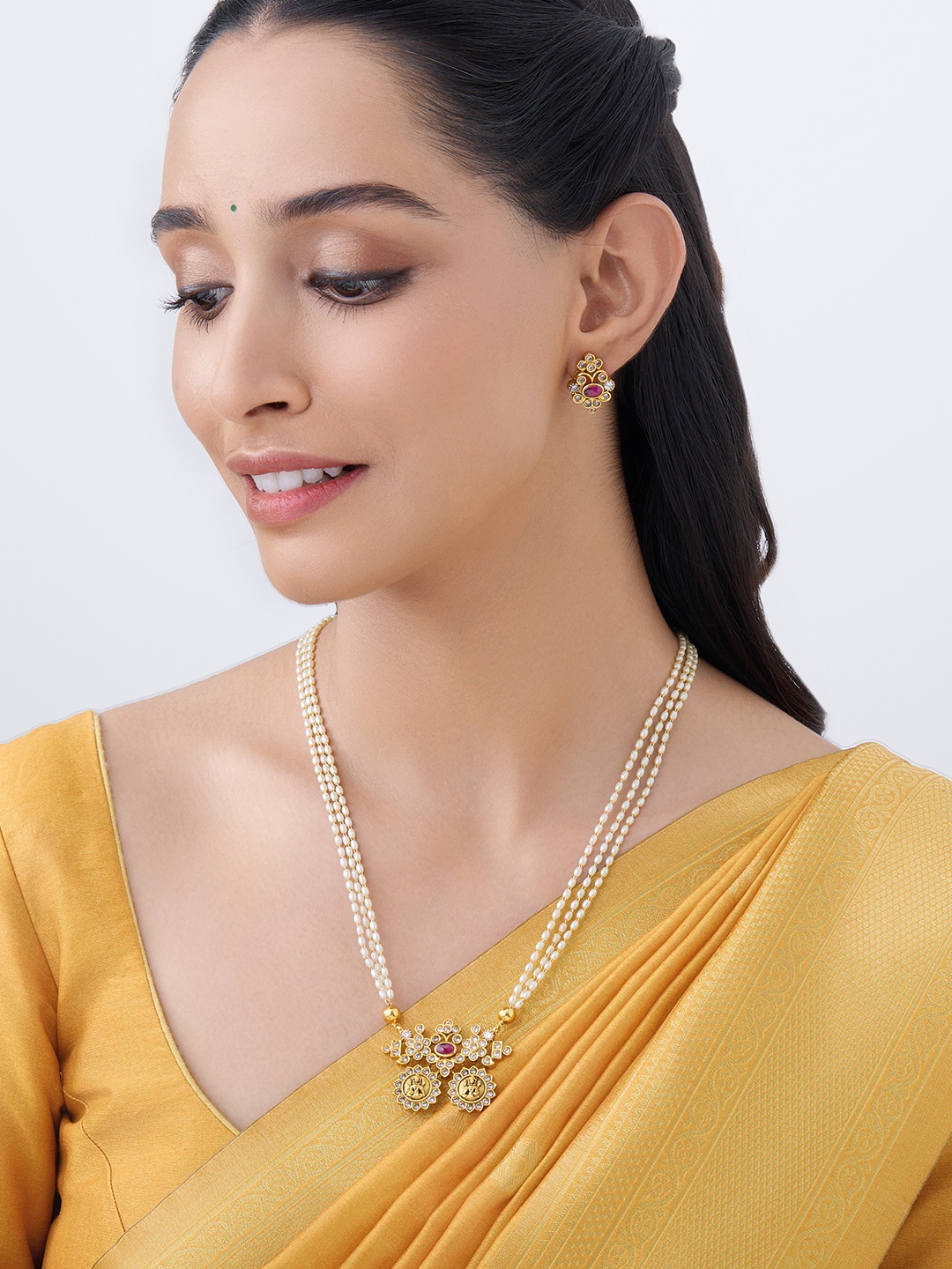 

Kushal's Fashion Jewellery Gold-Plated CZ-Studded & Beaded Jewellery Set