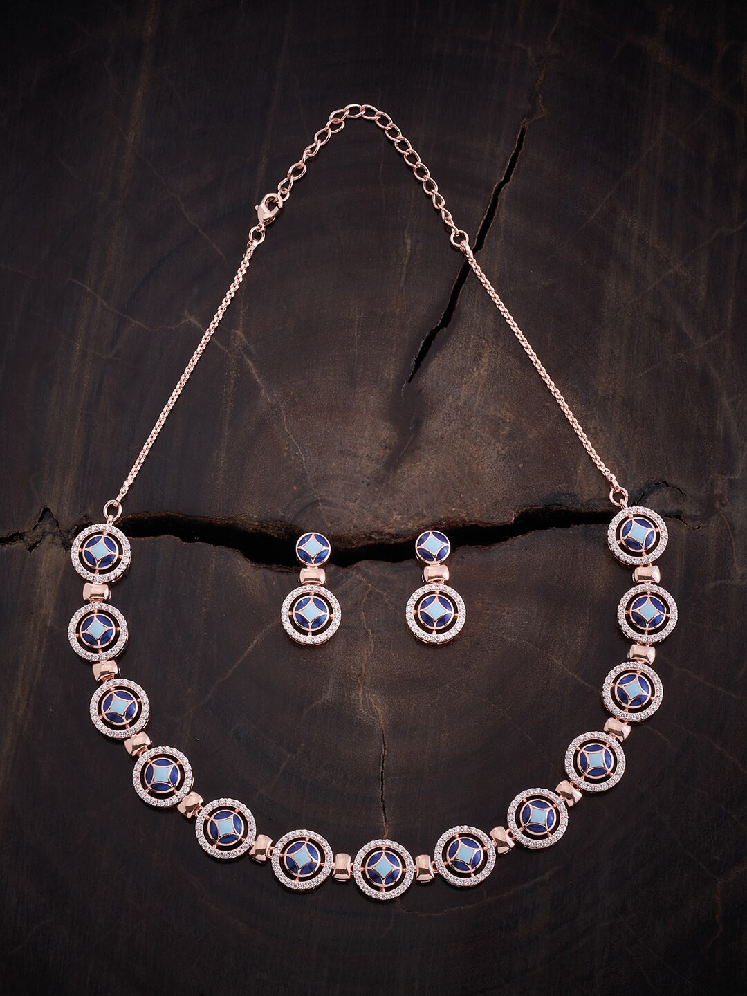 

Kushal's Fashion Jewellery Rose Gold-Plated Zircon-Studded Jewellery Set