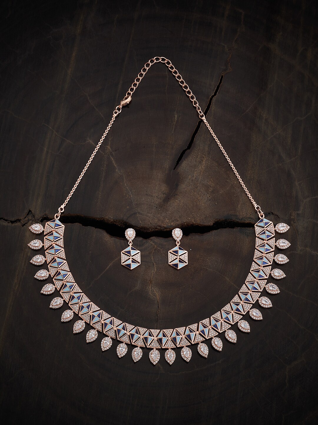

Kushal's Fashion Jewellery Rose Gold-Plated Zircon-Studded Jewellery Set