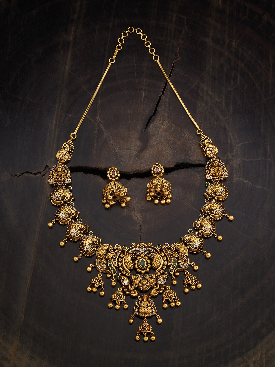 

Kushal's Fashion Jewellery Gold-plated Stone Studded Antique Jewellery Set