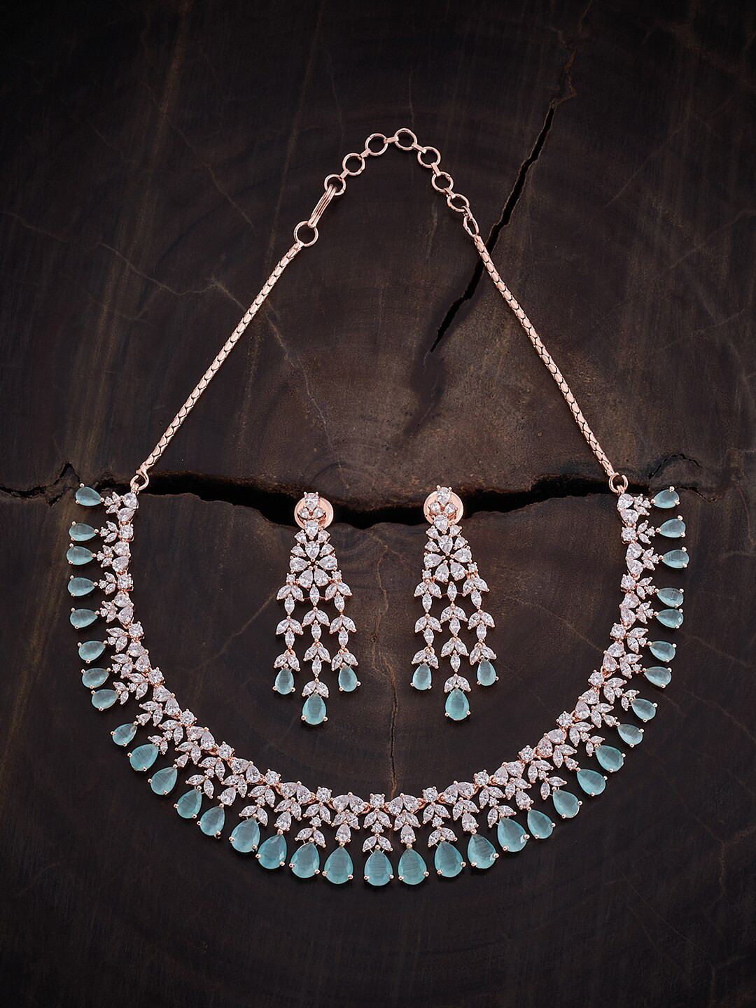 

Kushal's Fashion Jewellery Rose Gold-Plated Zircon-Studded Jewellery Set