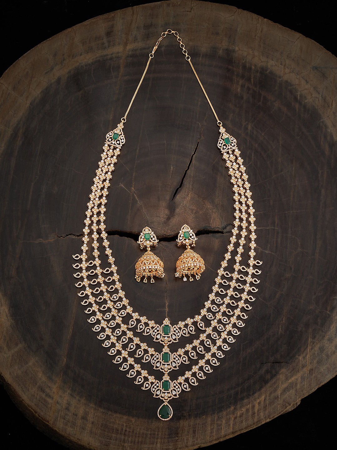 

Kushal's Fashion Jewellery Gold-Plated Cubic Zirconia Stone Studded Jewellery Set