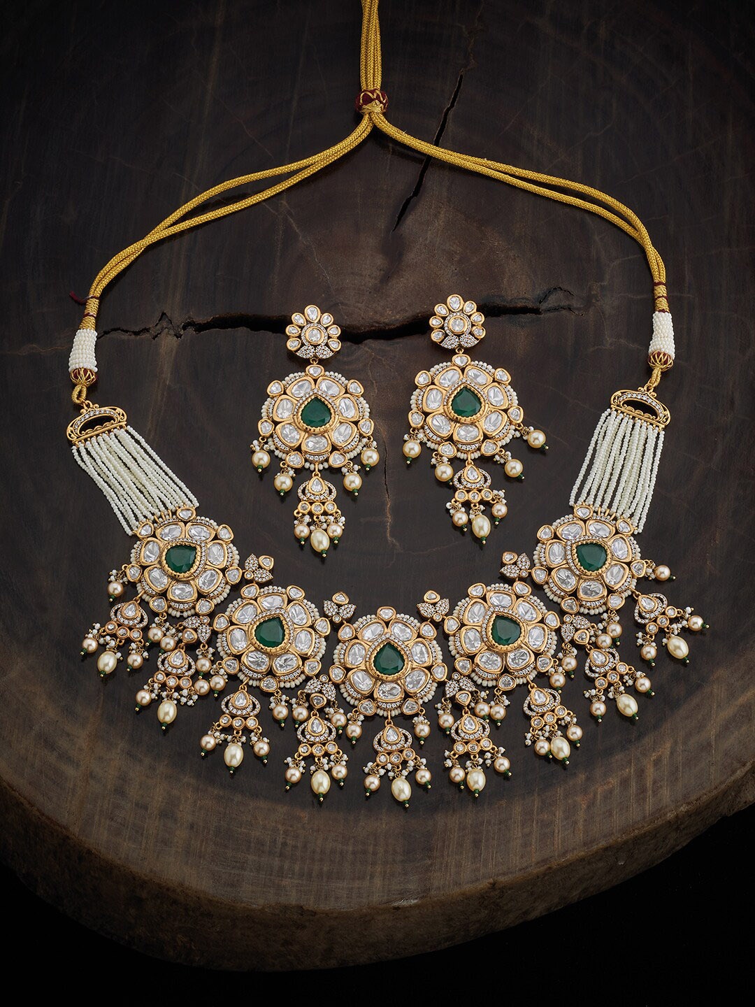 

Kushal's Fashion Jewellery Gold Plated Kundan Studded Jewellery Set