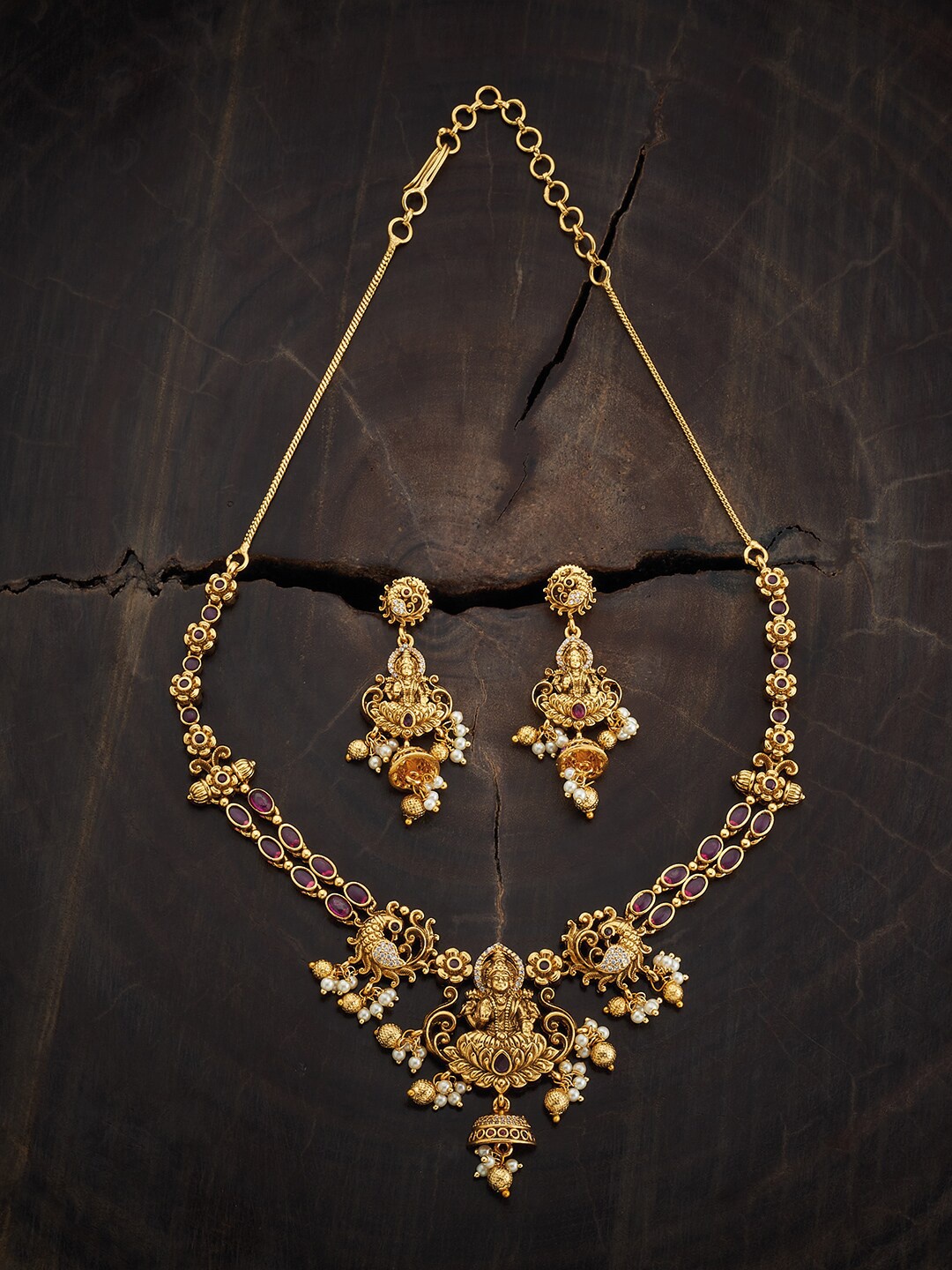 Kushal's Fashion Jewellery Gold-Plated Stones-Studded & Beaded Jewellery Set