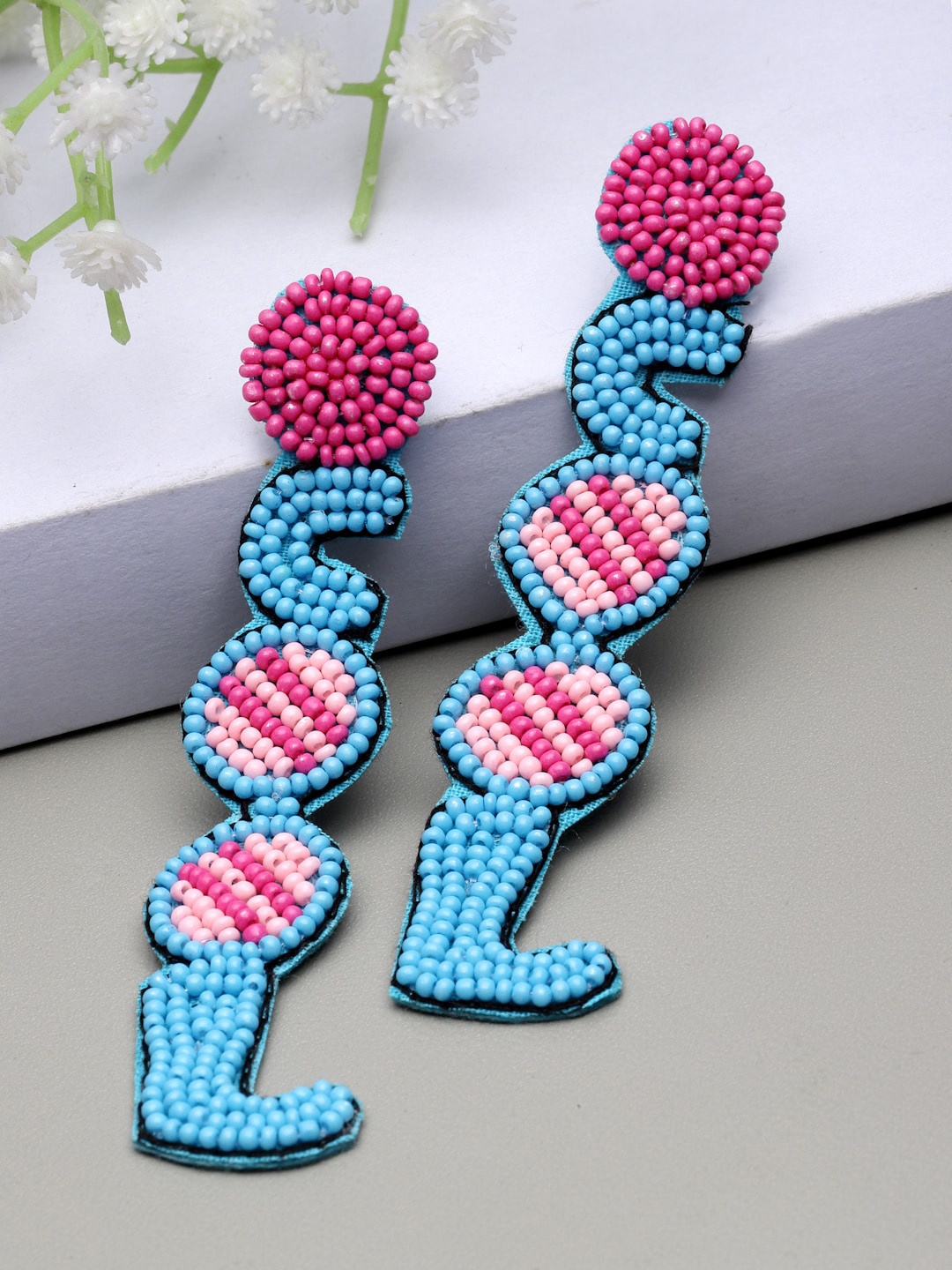 

Anekaant Beaded Quirky Drop Earrings, Blue