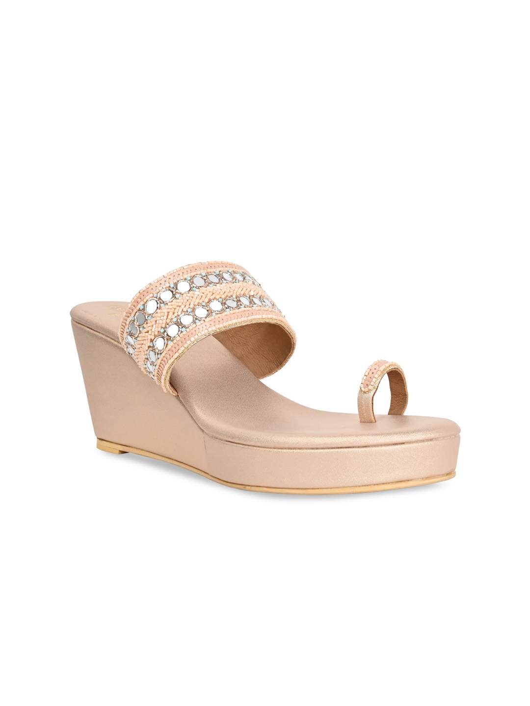 

Rocia Open Toe Embellished Flatform Heels, Rose gold