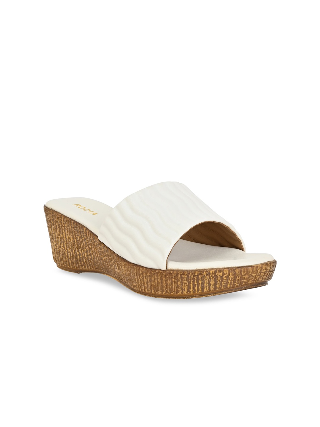 

Rocia Textured Open Toe Wedge Heels, White