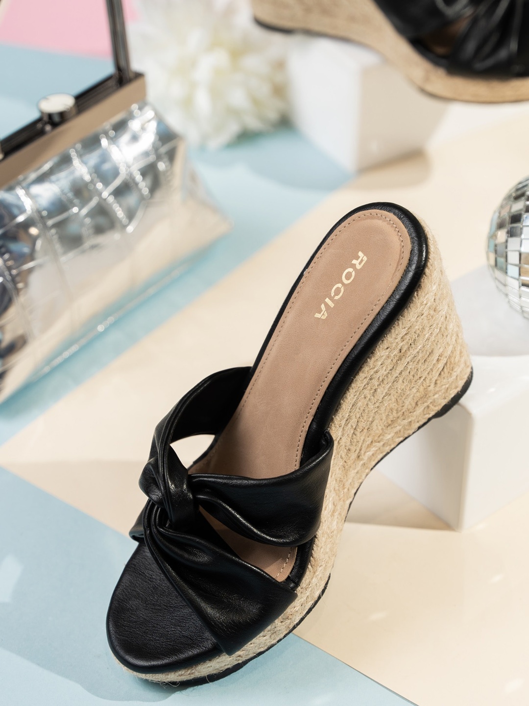 

Rocia Open Toe Wedge Heels, Black