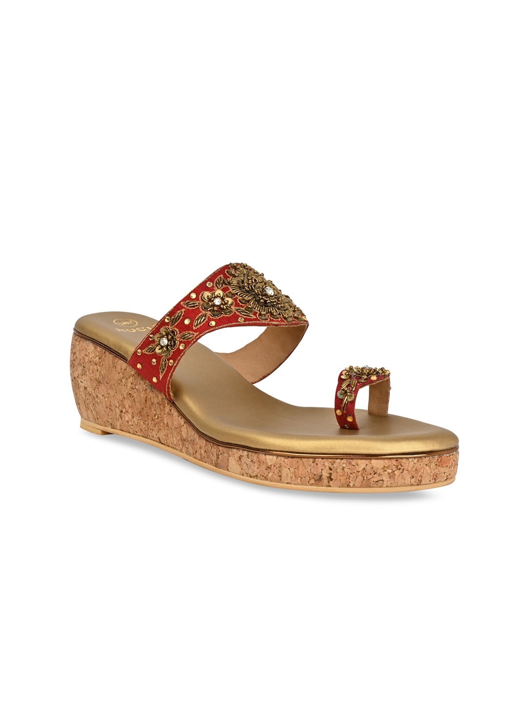 

Rocia Embellished One Toe Wedge Heels, Maroon