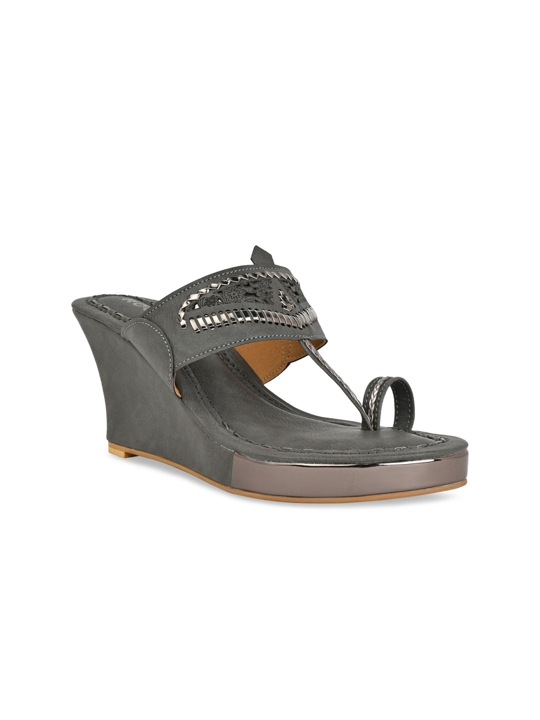 

Rocia Embellished One Toe Wedge Heels, Grey