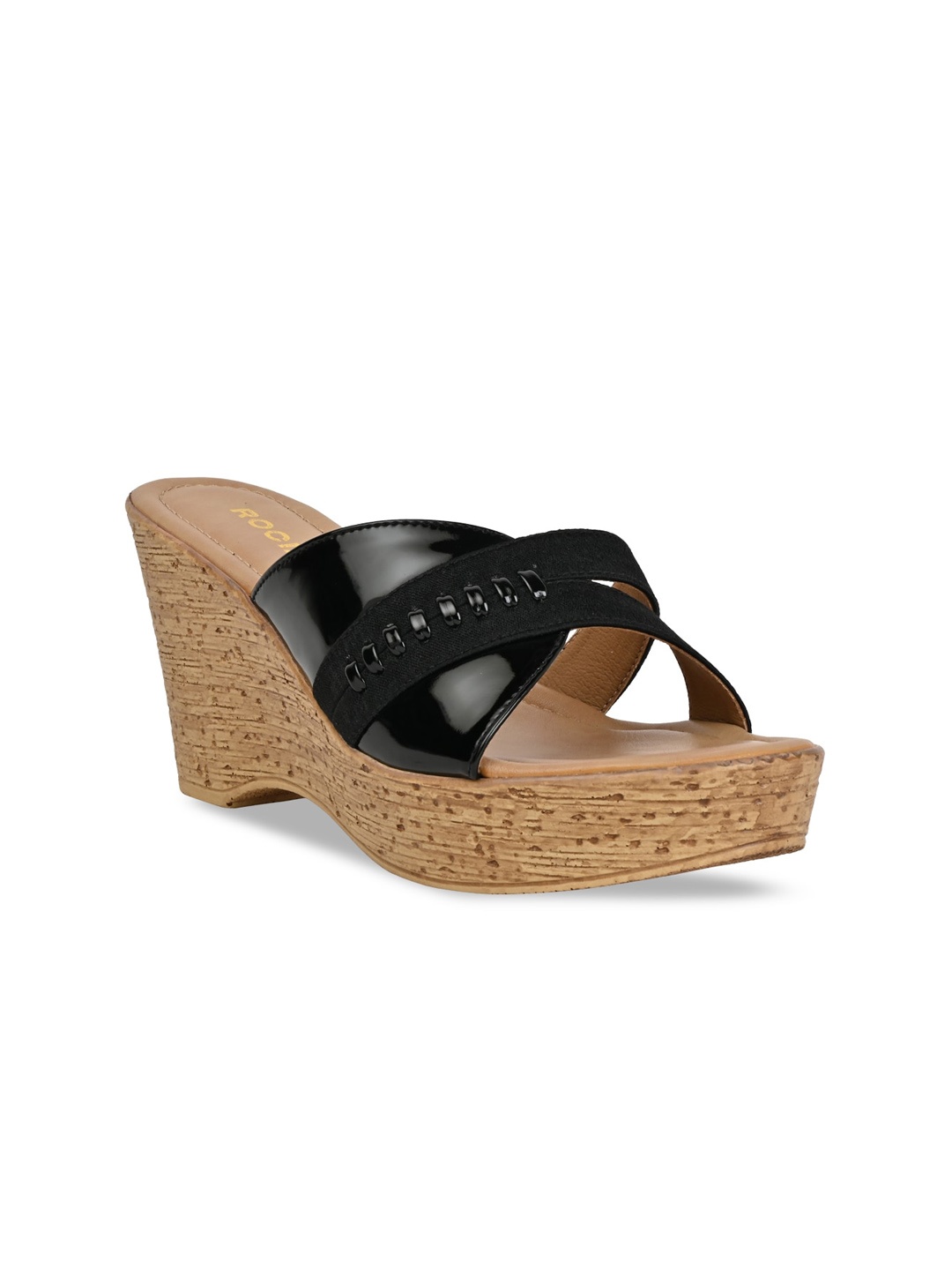 

Rocia Open Toe Embellished Detail Platform Heels, Black