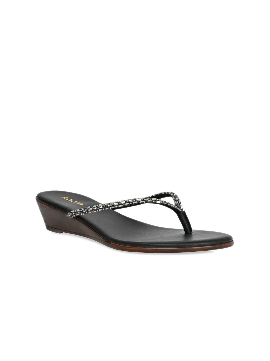 

Rocia Open Toe Embellished Wedge Heels, Black