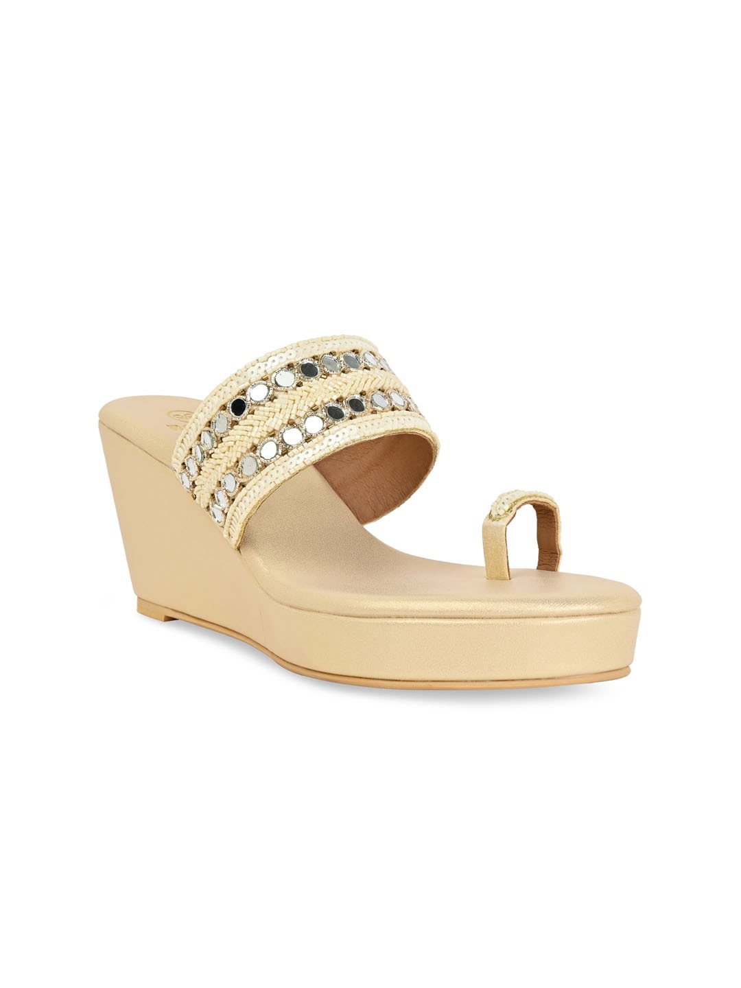

Rocia Embellished One Toe Wedge Heels, Gold