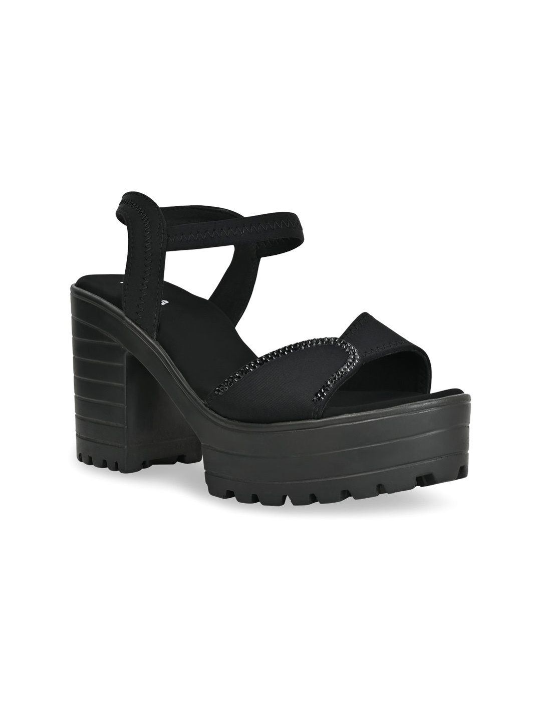 

Rocia Embellished Backstraps Platform Heels, Black