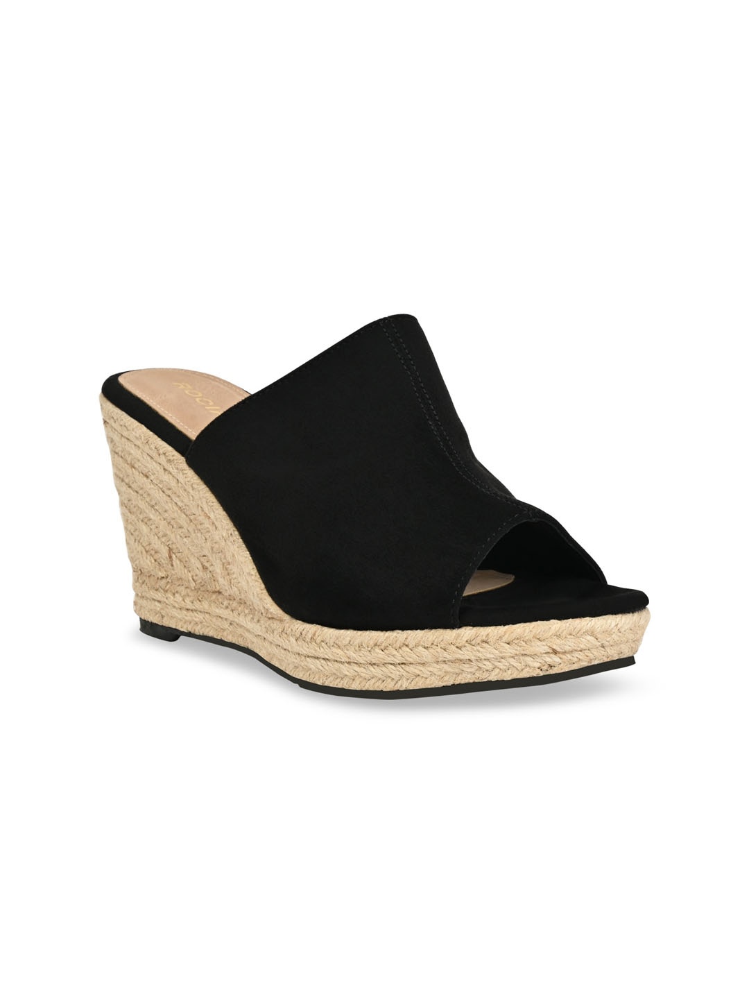 

Rocia Open Toe Suede Wedge Heels, Black