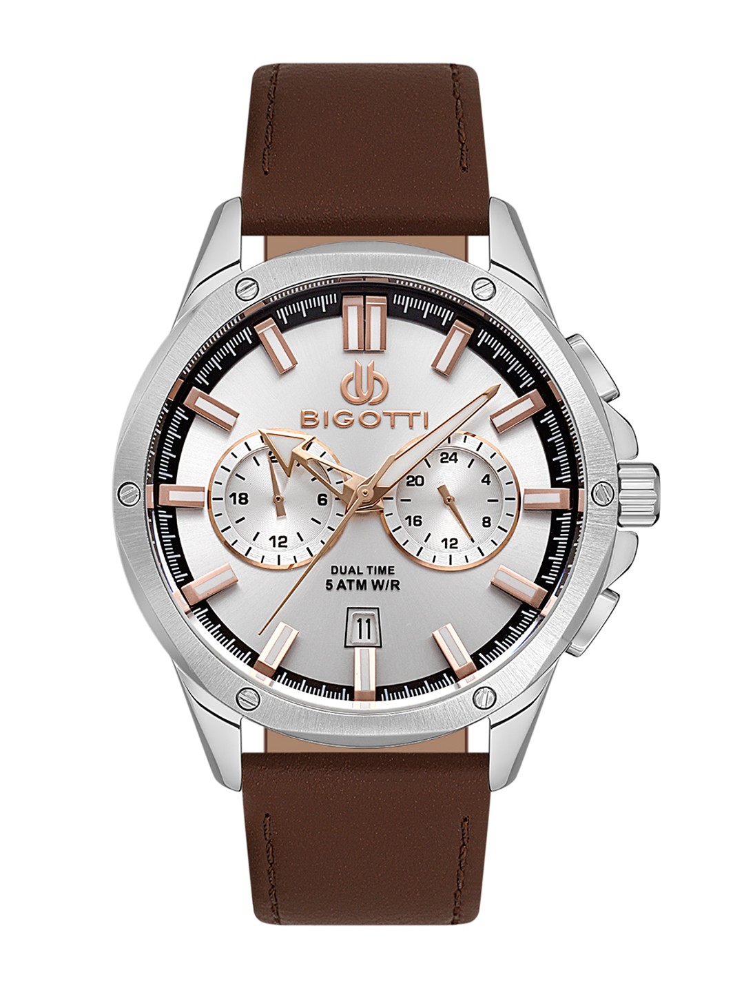 

BIGOTTI Men Printed Dial & Leather Straps Analogue Watch BG.1.10521-2, Silver