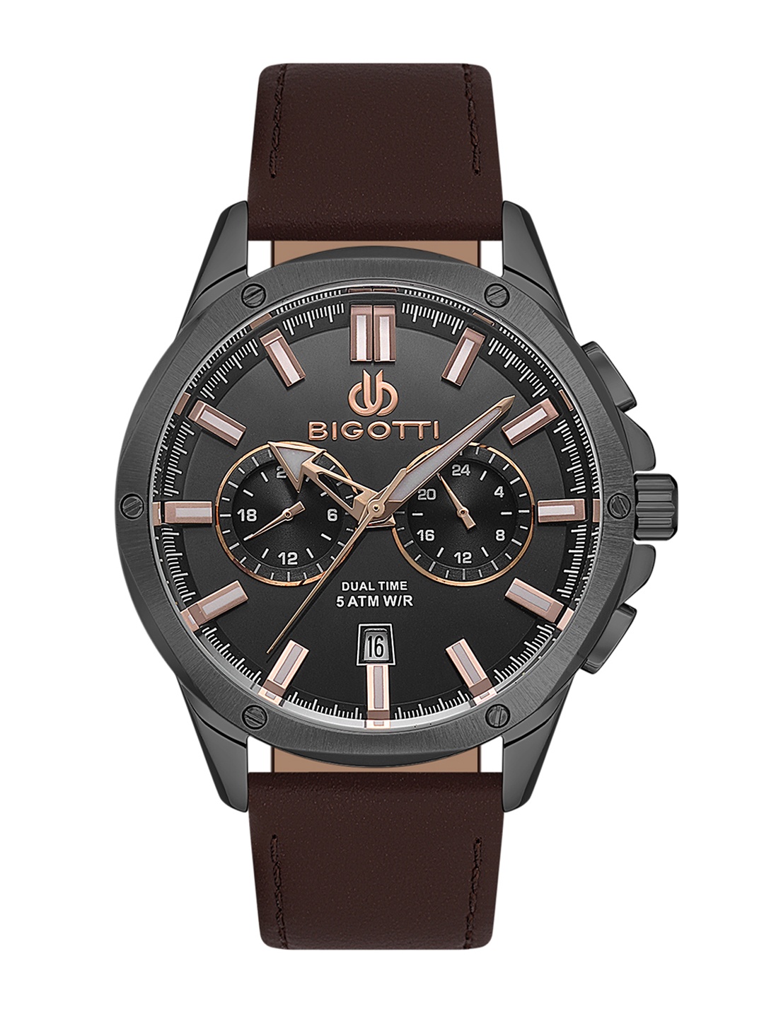

BIGOTTI Men Dial & Leather Straps Analogue Watch BG.1.10521-5, Black