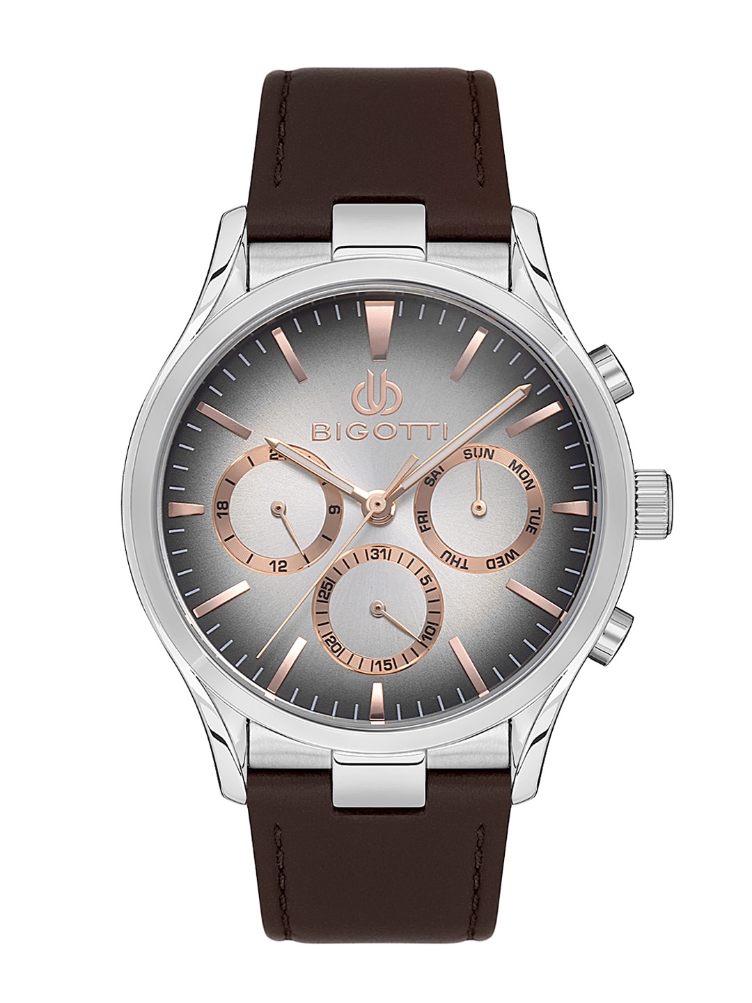 

BIGOTTI Men Leather Textured Straps Analogue Watch BG.1.10523-2, Silver