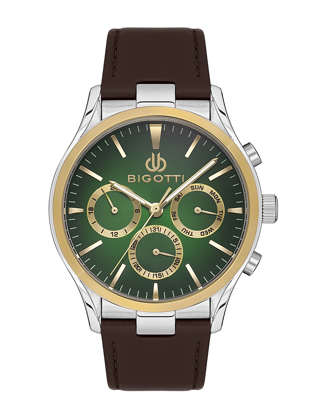 

BIGOTTI Men Printed Dial & Leather Textured Straps Analogue Watch BG.1.10523-3, Green