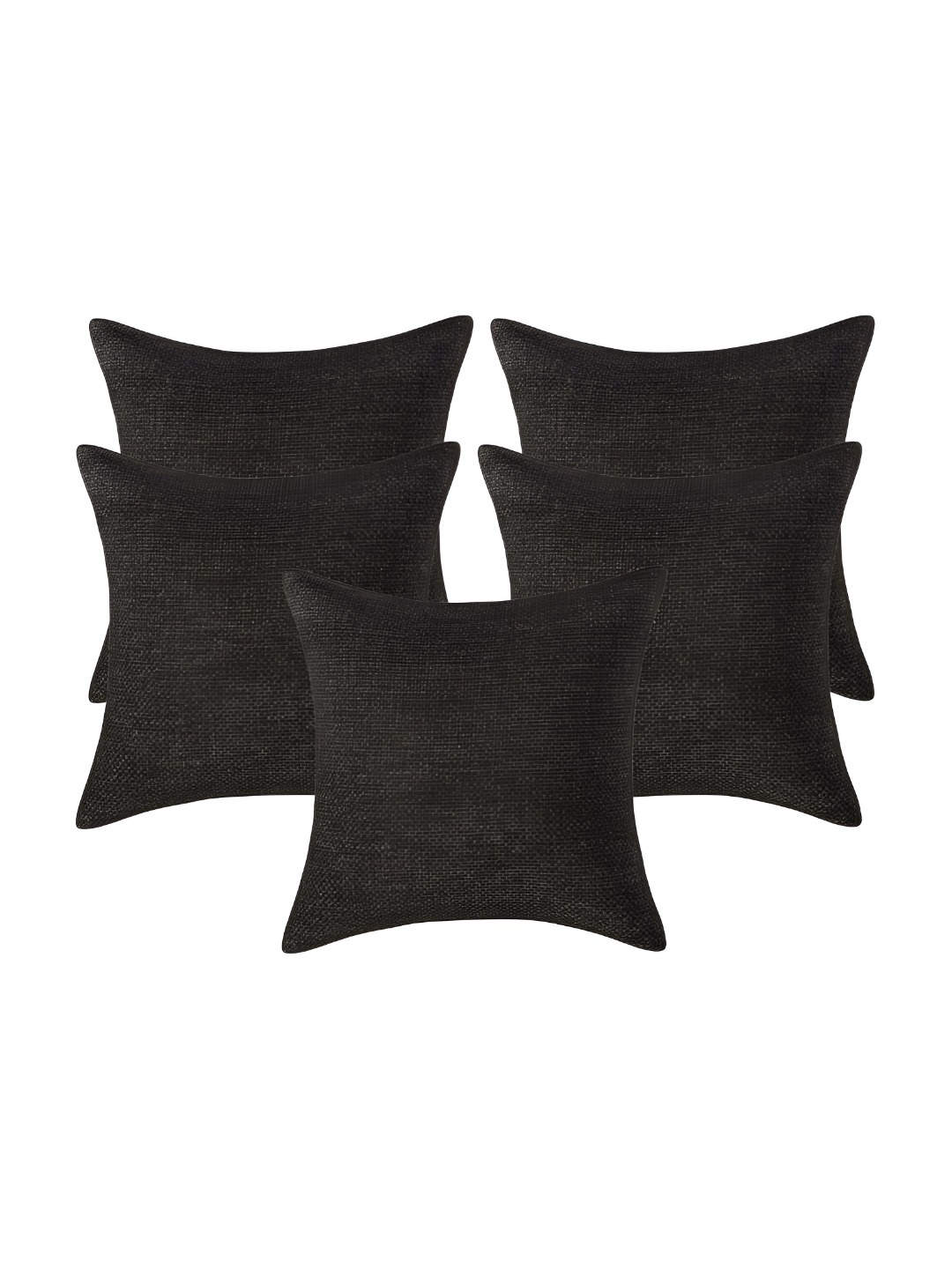 CASA-NEST Black 5 Pieces Jute Cotton Square Cushion Covers