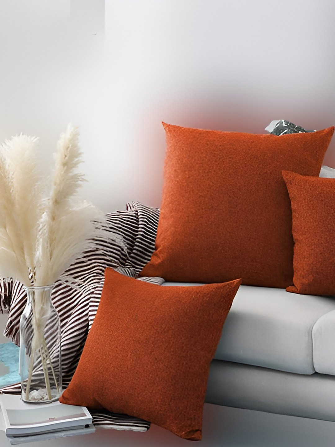 

CASA-NEST Orange 5 Pieces Jute Cotton Square Cushion Covers