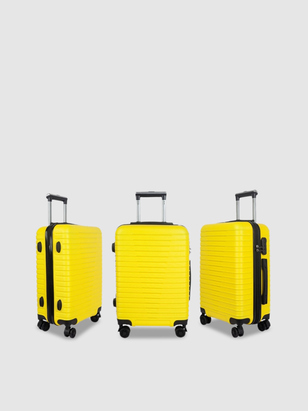 

3G Set Of 2 Textured Hard-Sided Trolley Bags, Yellow