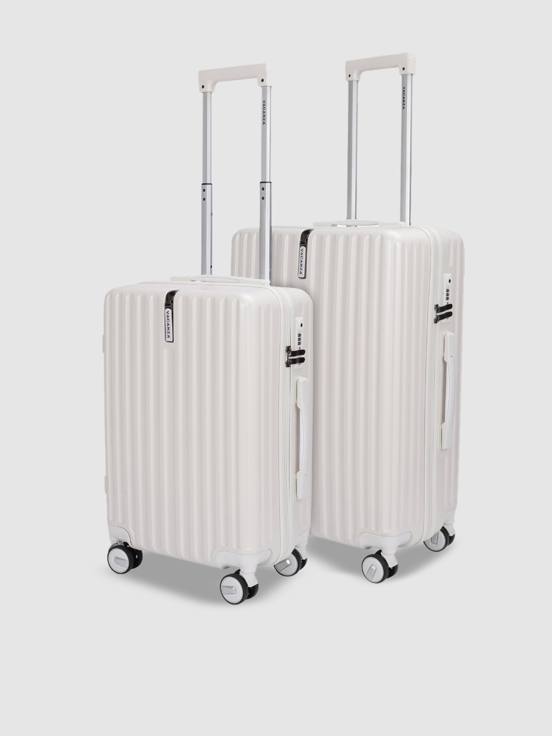 

3G Set Of 2 Textured Hard-Sided Trolley Bag, White