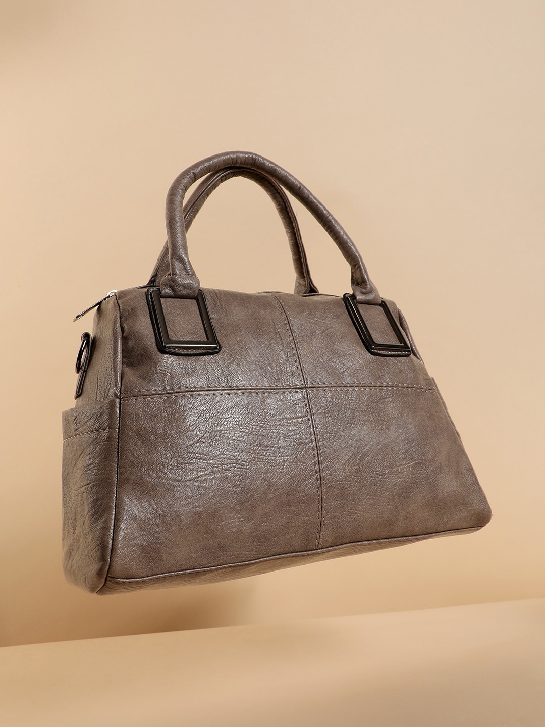 

HAUTE SAUCE by Campus Sutra Brown Textured Leather Structured Shoulder Bag