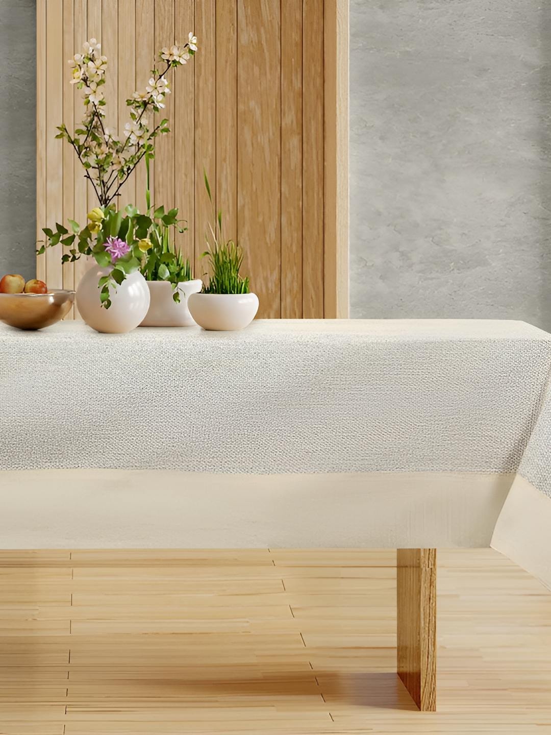 CASA-NEST Off White Cotton 4 Seater Table Cover