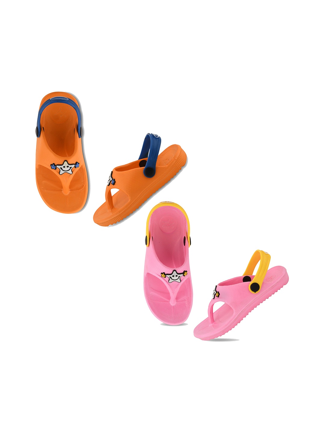 

Smartots Kids Set Of 2 Textured Croslite Clog Style Thong Flip-Flops With Applique Detail, Pink