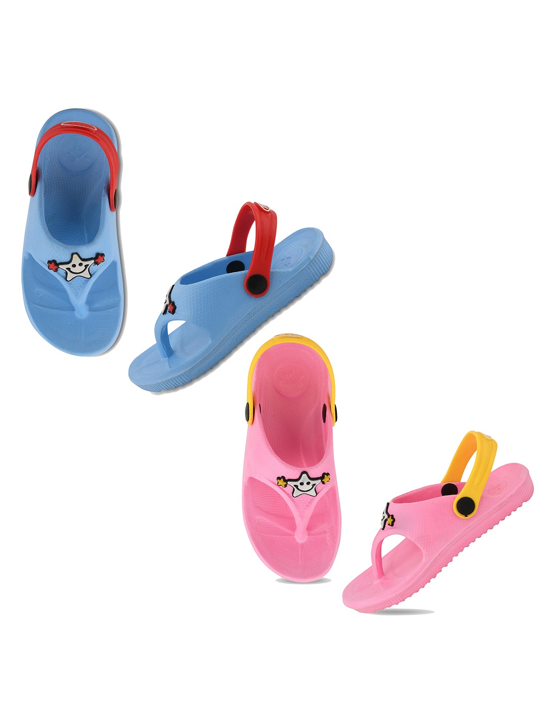 

Smartots Kids Set Of 2 Textured Clogs With Applique Detail, Pink