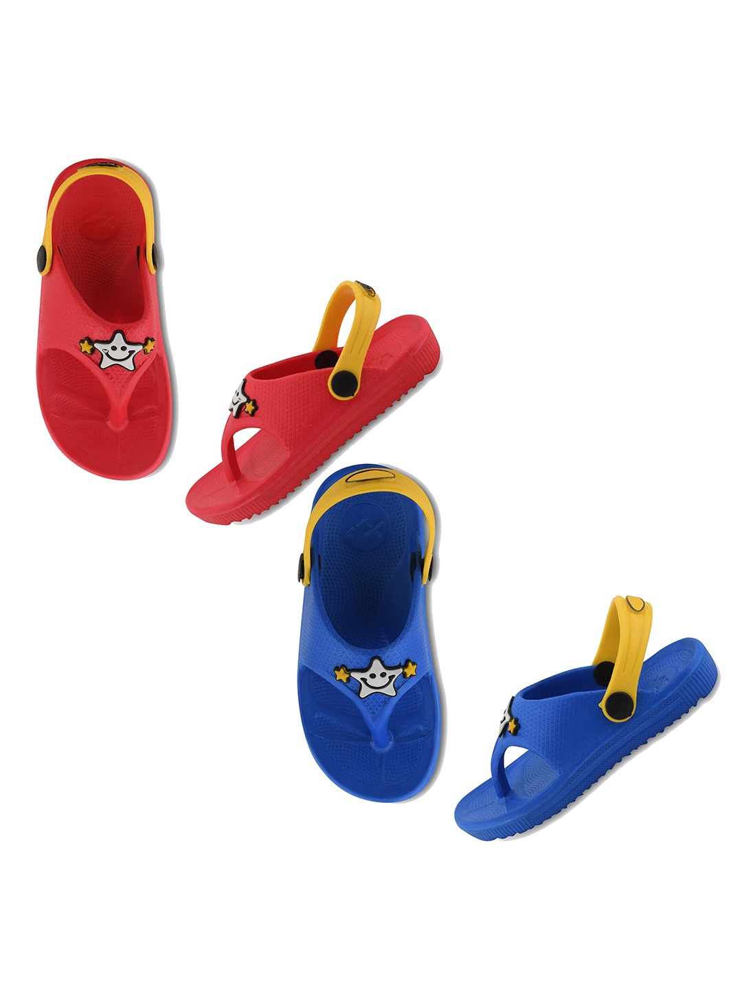 

Smartots Kids Set Of 2 Textured Croslite Clog Style Thong Flip-Flops With Applique Detail, Red