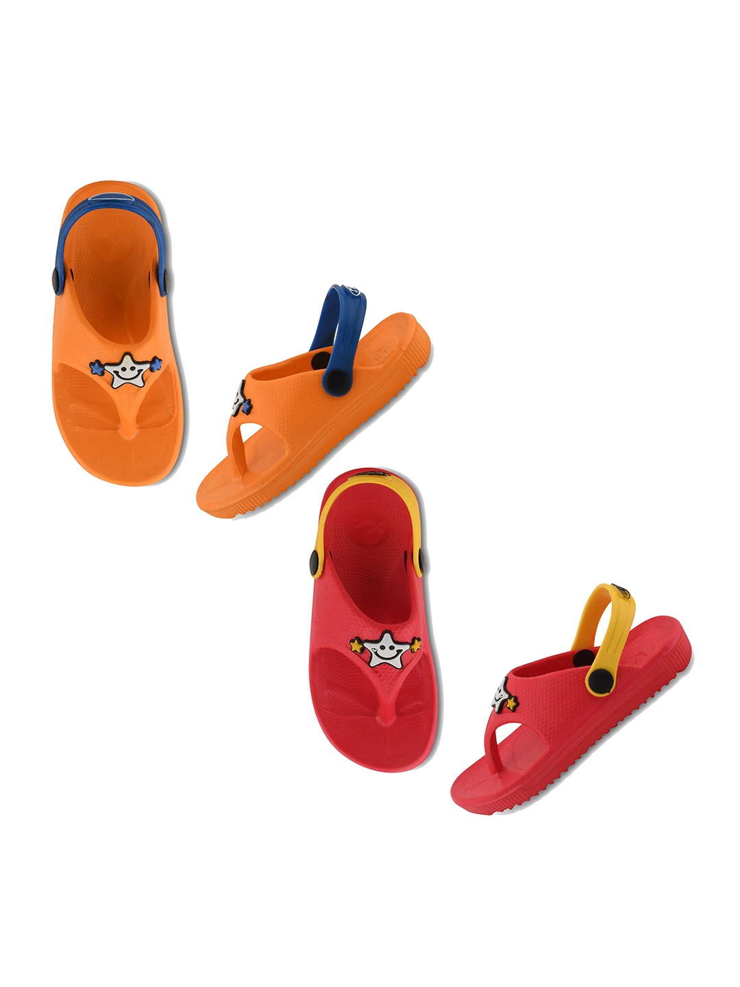 

Smartots Kids Set Of 2 Textured Croslite Clog Style Thong Flip-Flops With Applique Detail, Red
