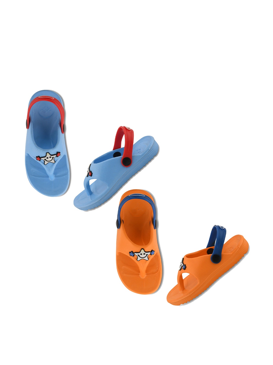

Smartots Kids Set Of 2 Textured Croslite Clog Style Thong Flip-Flops With Applique Detail, Blue