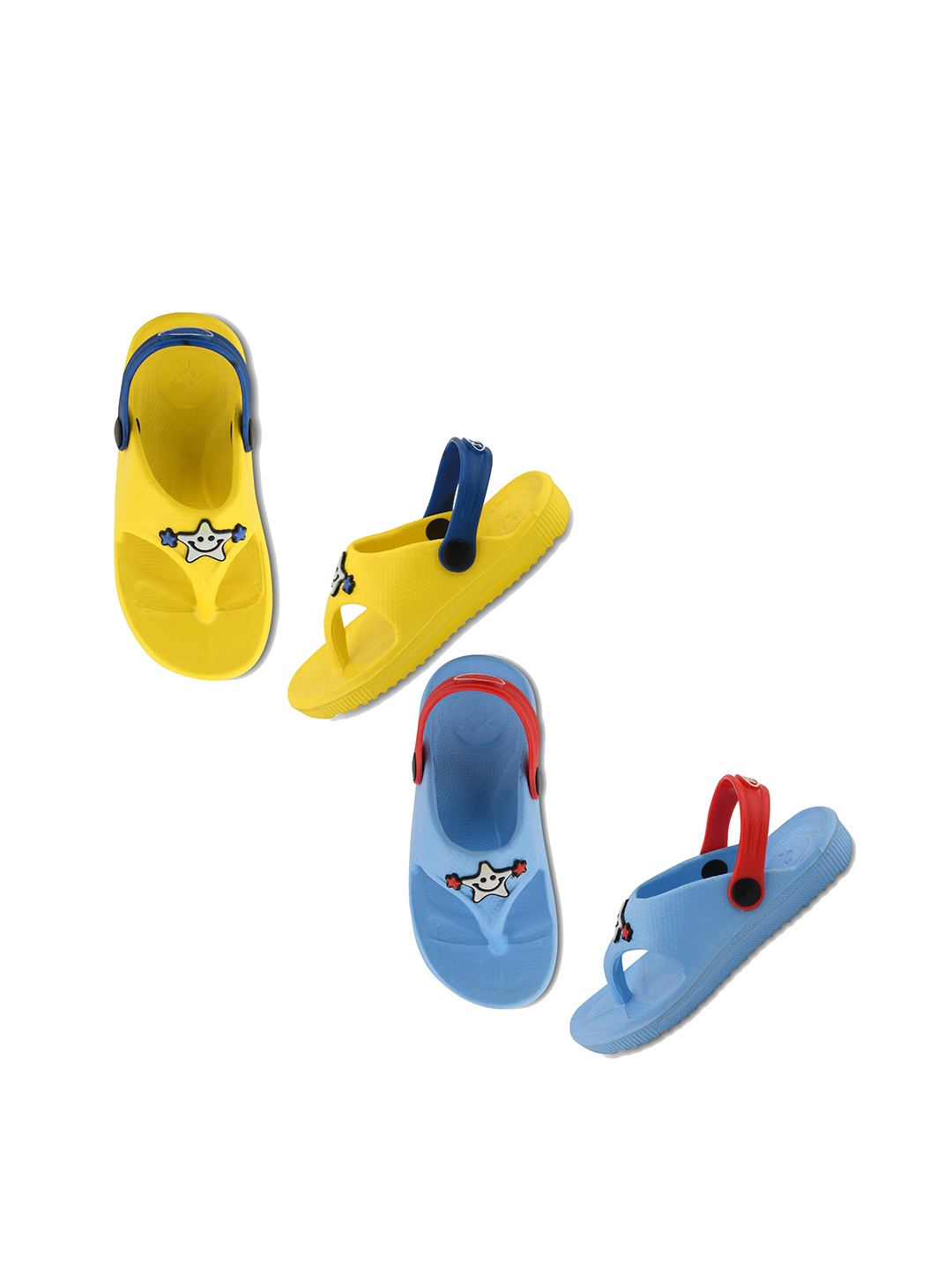 

Smartots Kids Set Of 2 Textured Croslite Clog Style Thong Flip-Flops With Applique Detail, Blue