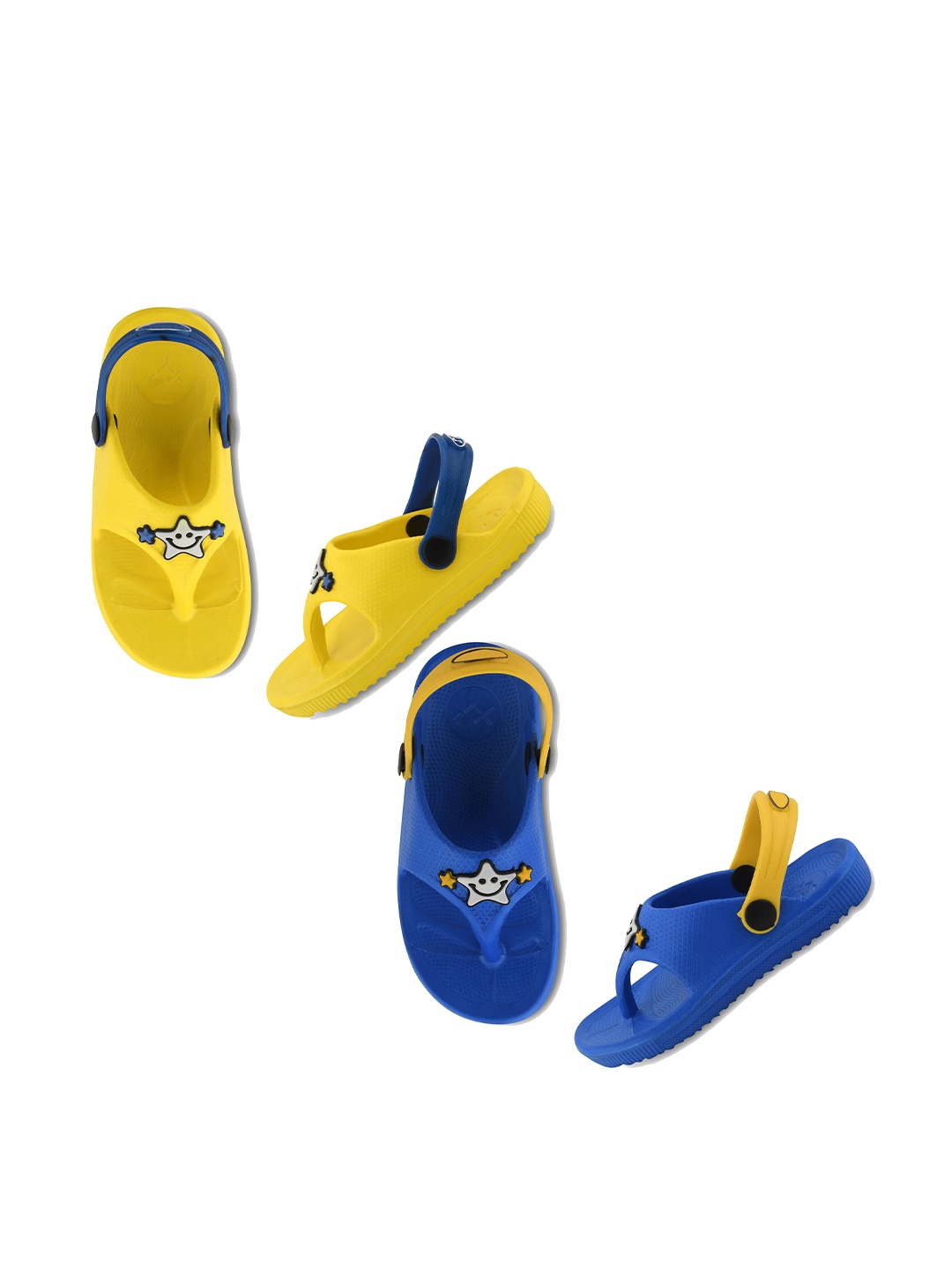 

Smartots Kids Set Of 2 Textured Croslite Clog Style Thong Flip-Flops With Applique Detail, Yellow