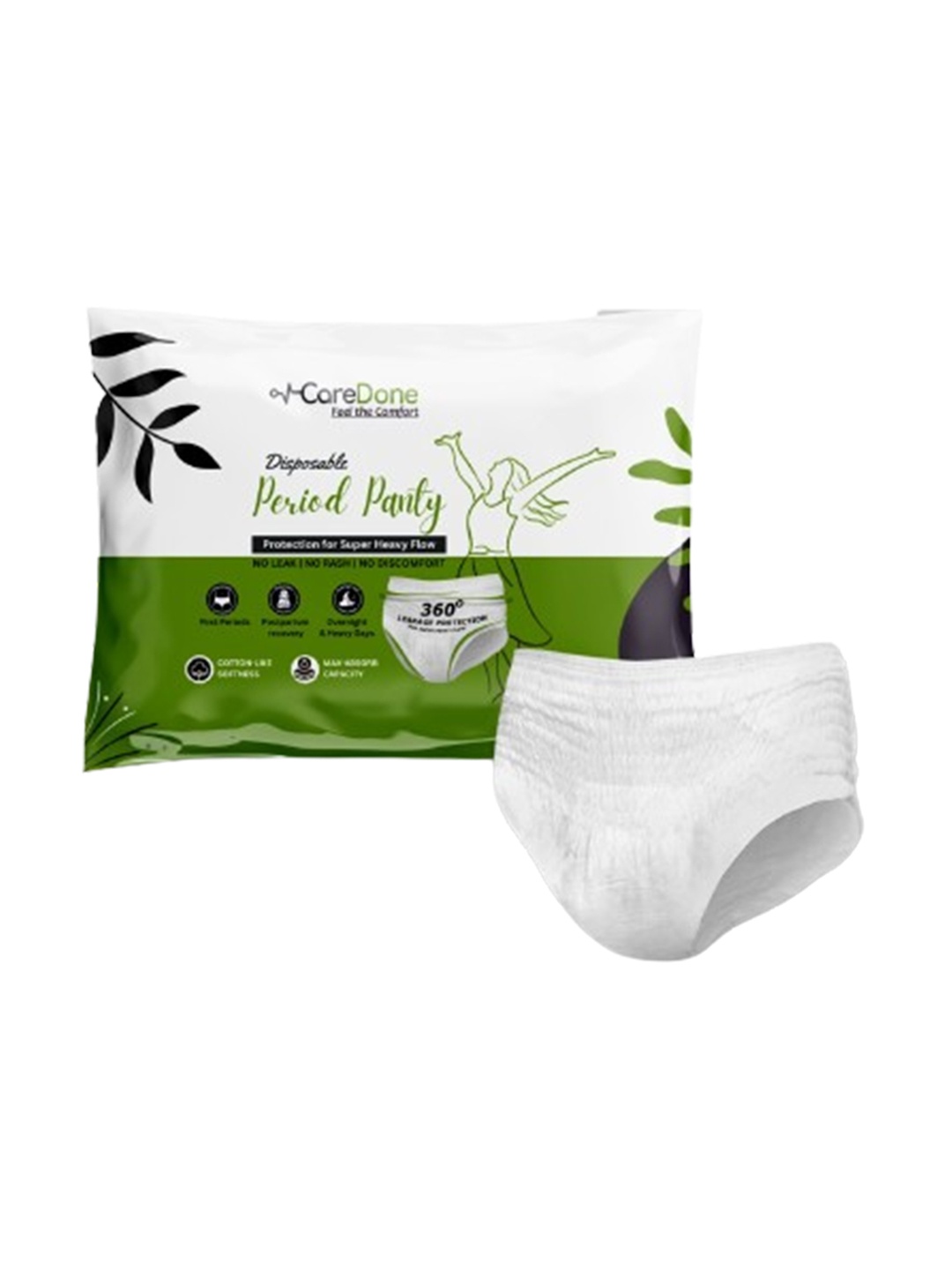 

CareDone Cotton Very Absorbent & Leakproof Disposable Period Panties, White