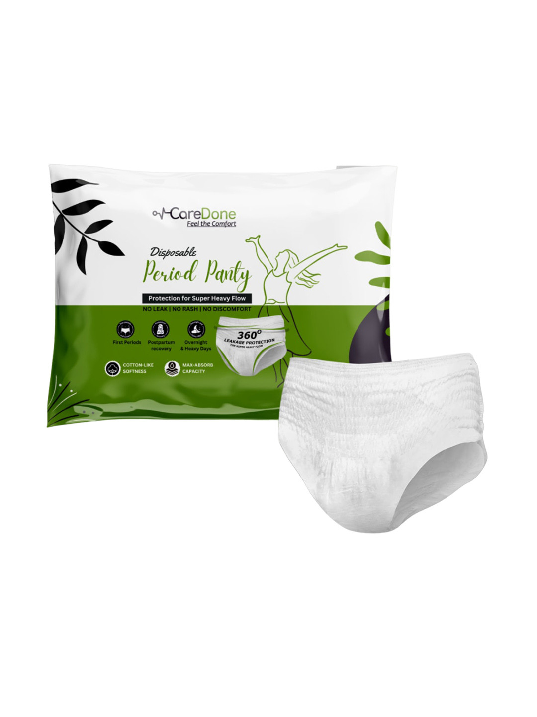 

CareDone Cotton Very Absorbent & Leakproof Disposable Period Panties, White