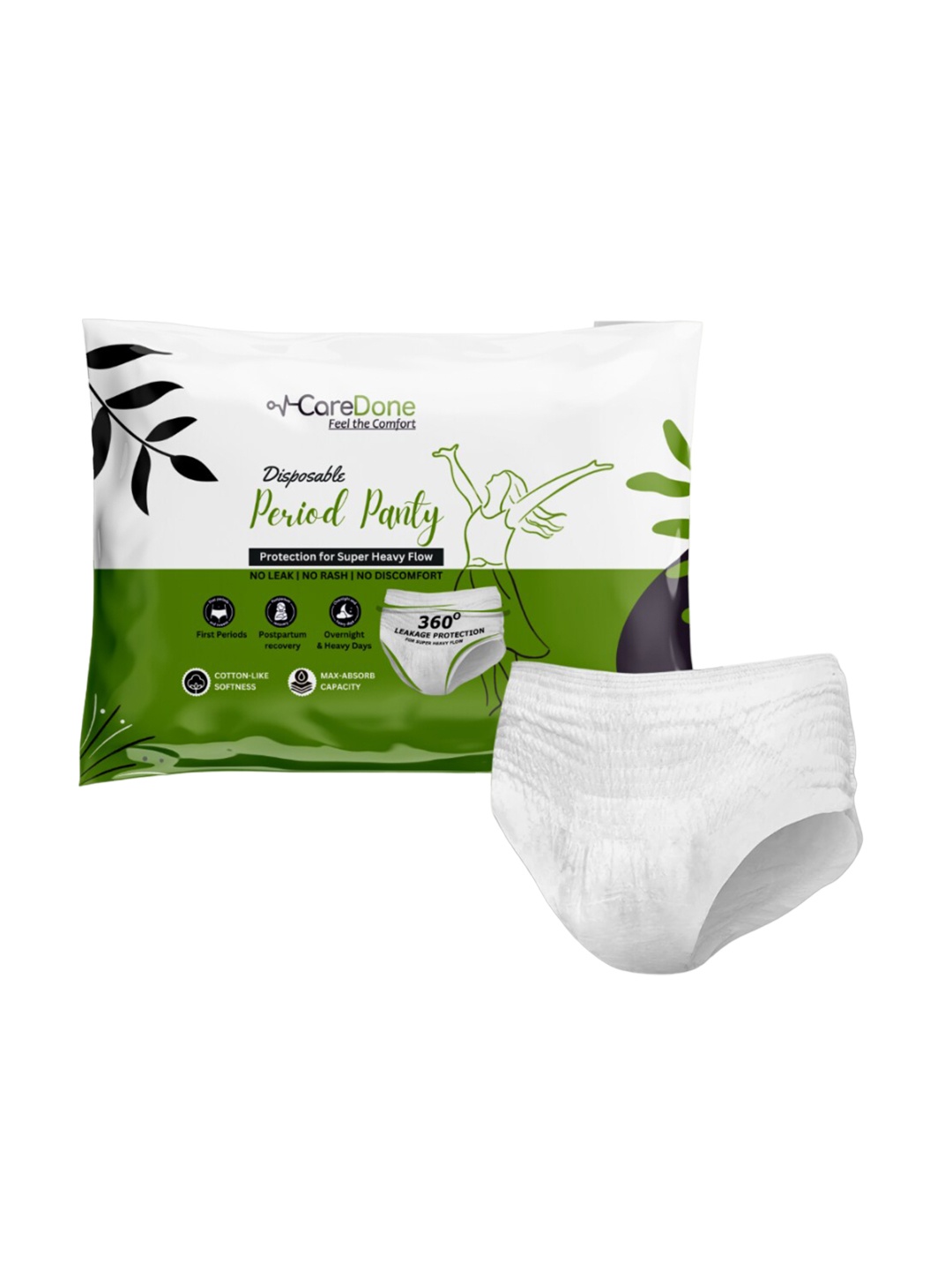 

CareDone Cotton Very Absorbent & Leakproof Disposable Period Panties, White
