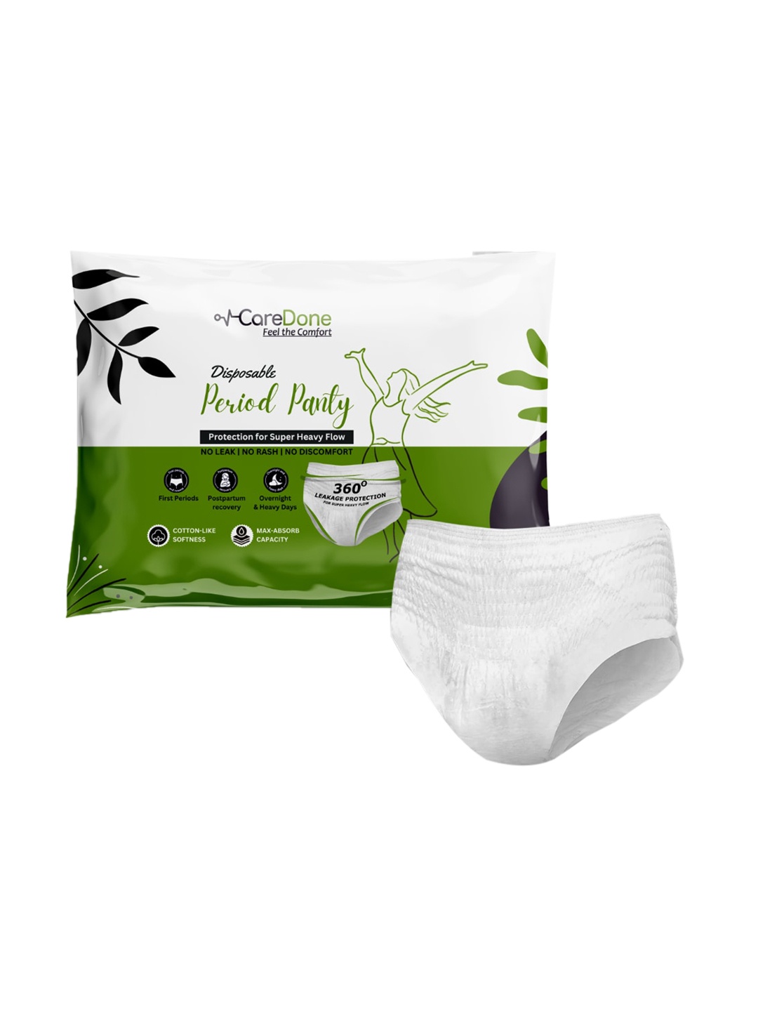 

CareDone Leakproof Mid-Rise Cotton Hipster Period Brief NewCare-(WhiteNewPanty)-(S)-(5), White