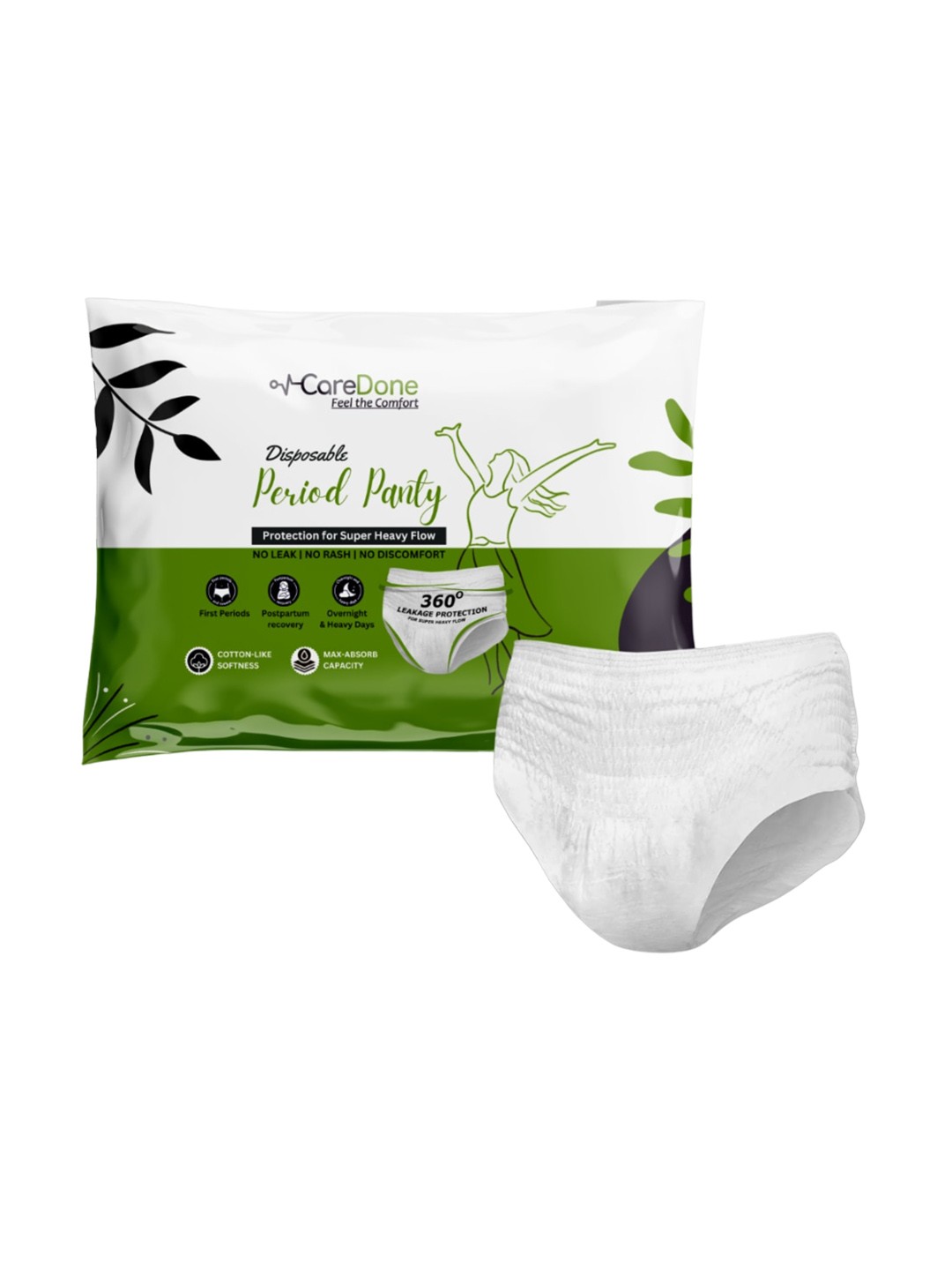 

CareDone Cotton Very Absorbent & Leakproof Disposable Period Panties, White
