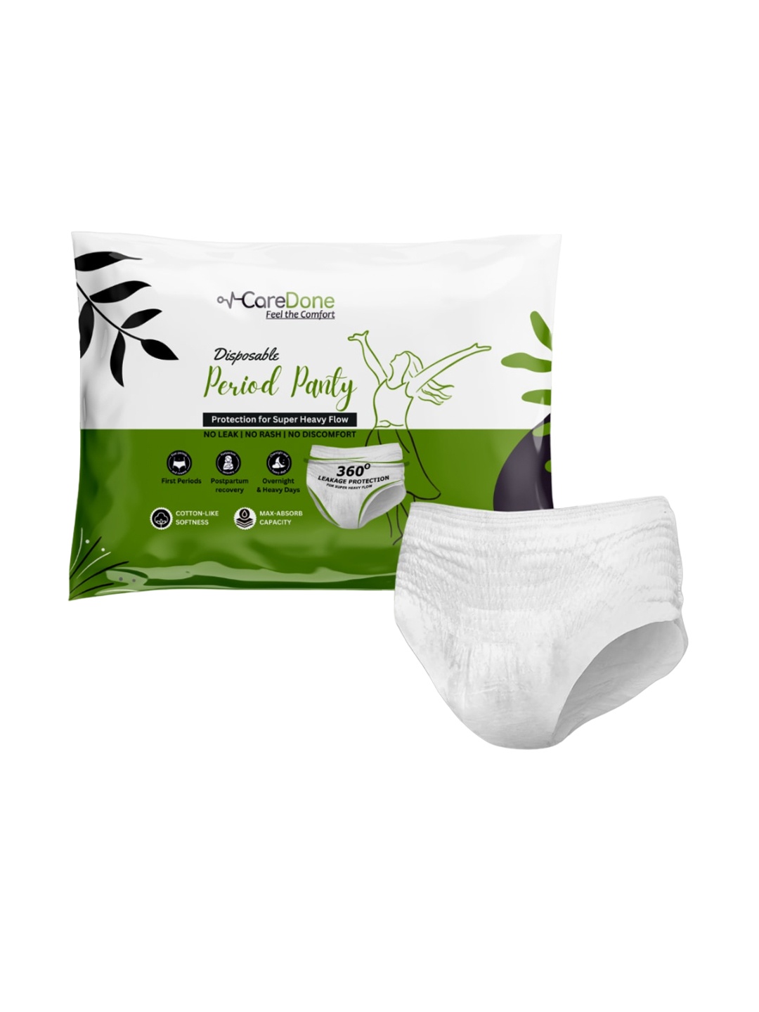 

CareDone Cotton Very Absorbent & Leakproof Disposable Period Panty, White