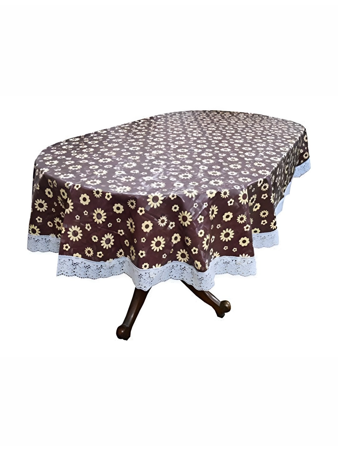 

CASA-NEST Brown Floral Printed 6-Seater Table Cover